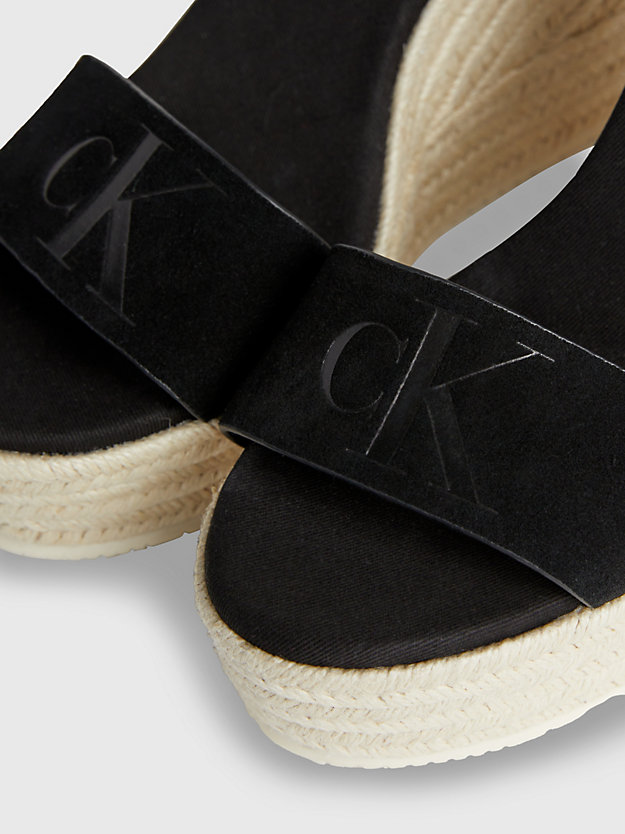 black espadrille sandalen met sleehak van suède voor dames - calvin klein jeans