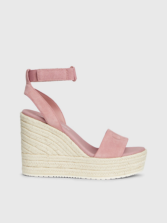 pink suede espadrille wedge sandals for women calvin klein jeans