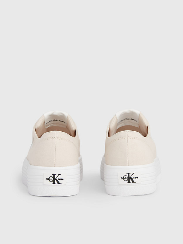 whisper pink/bright white canvas plateausneakers voor dames - calvin klein jeans