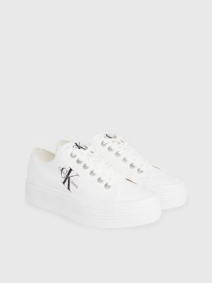 Calvin klein zolah white canvas flatform trainers new arrivals