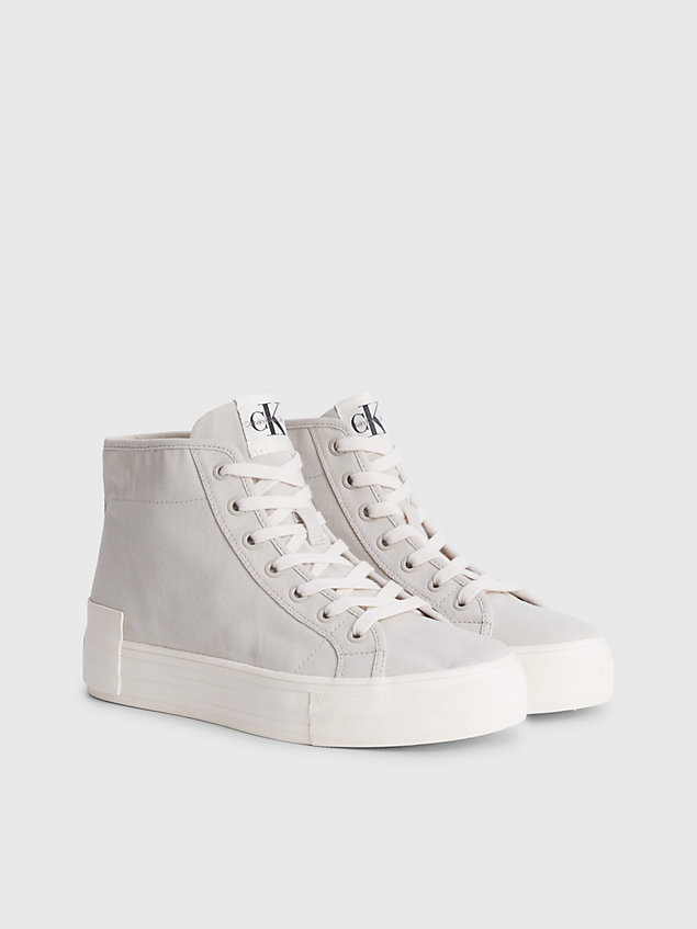 beige recycled high-top platform trainers for women calvin klein jeans