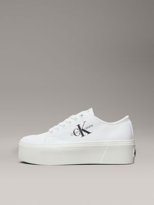 white canvas platform trainers for women calvin klein jeans