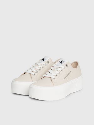 whisper pink/bright white canvas platform trainers for women calvin klein jeans