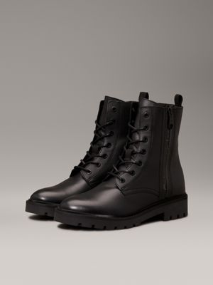 triple black leather boots for women calvin klein jeans