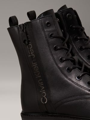 triple black leather boots for women calvin klein jeans