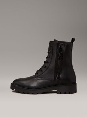 triple black leather boots for women calvin klein jeans