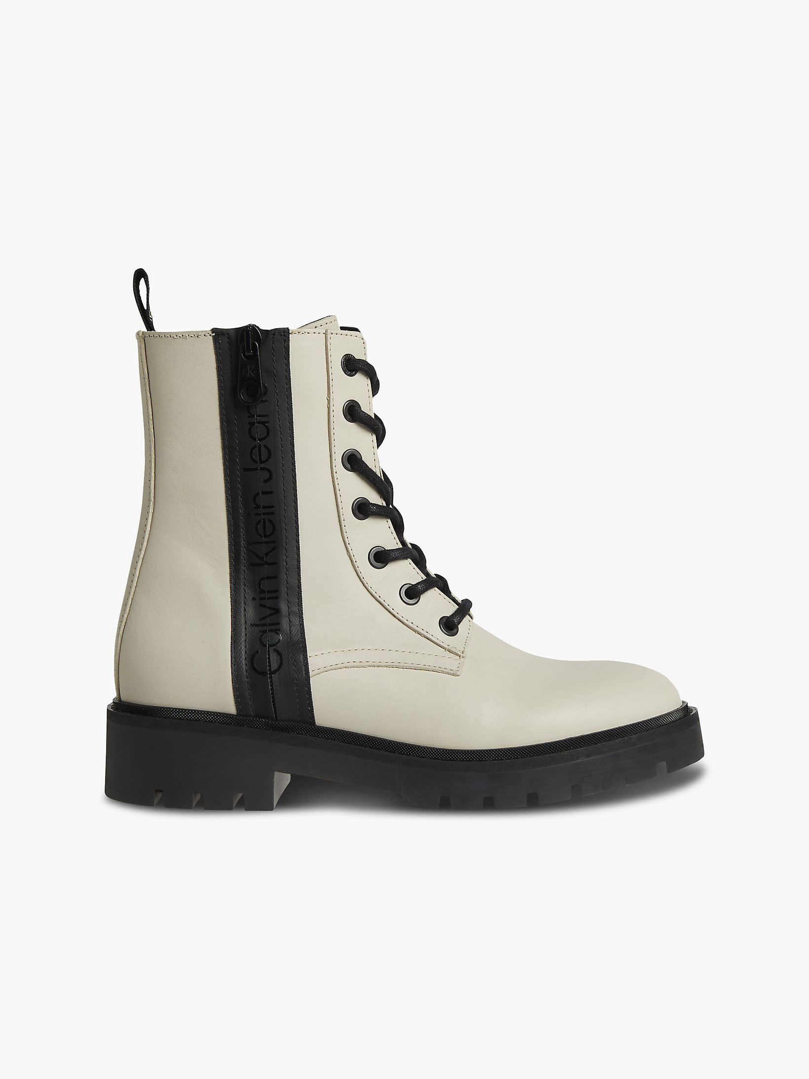 Eggshell Leather Boots undefined women Calvin Klein