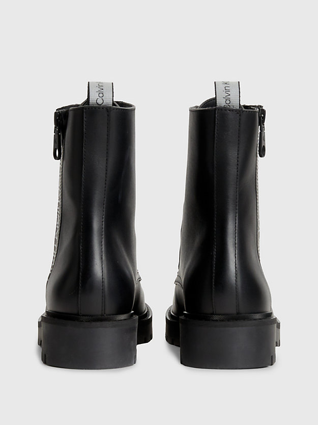 BLACK/REFLECTIVE SILVER Leather Boots for women CALVIN KLEIN JEANS
