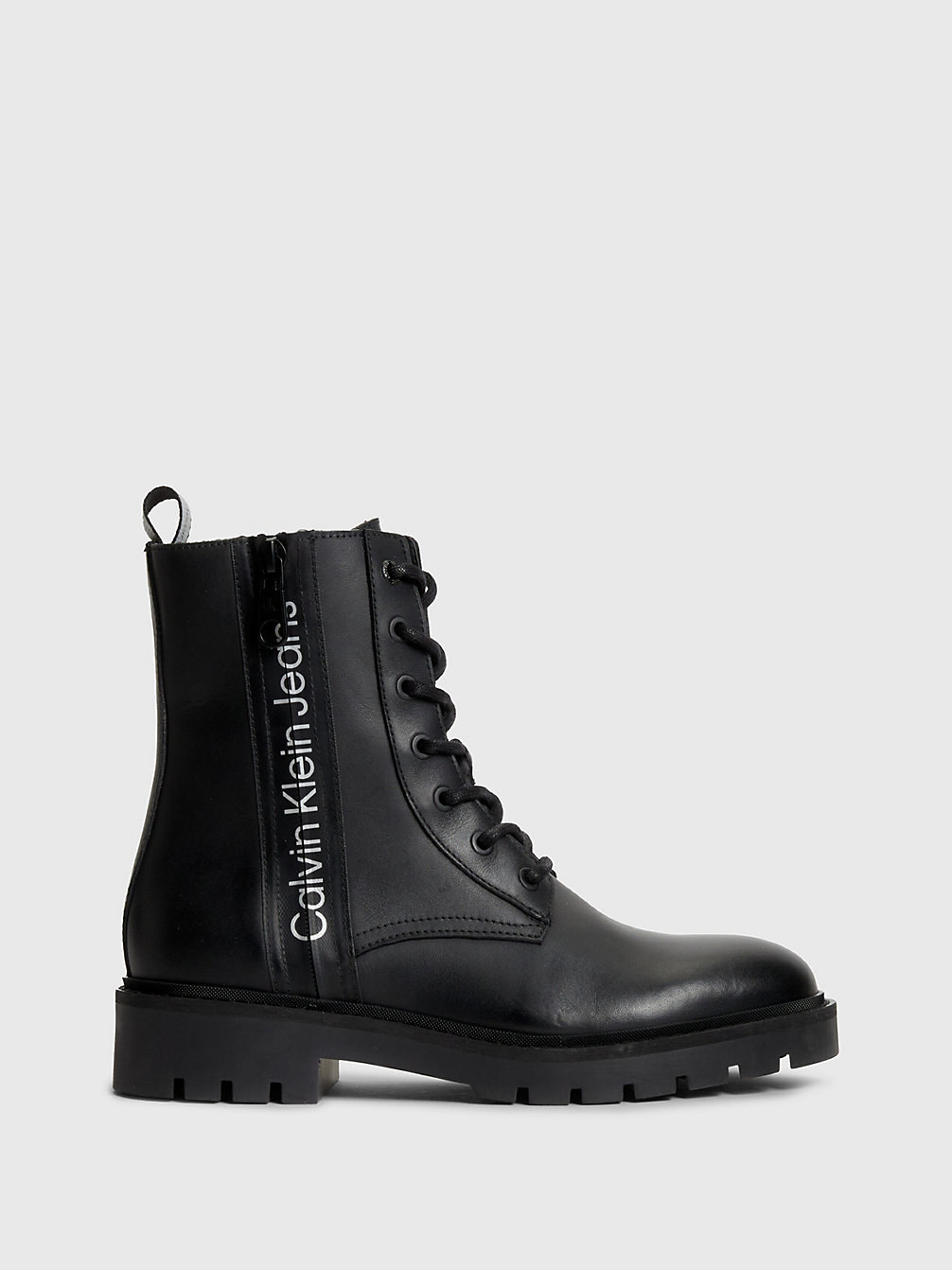 BLACK/REFLECTIVE SILVER Leather Boots undefined women Calvin Klein