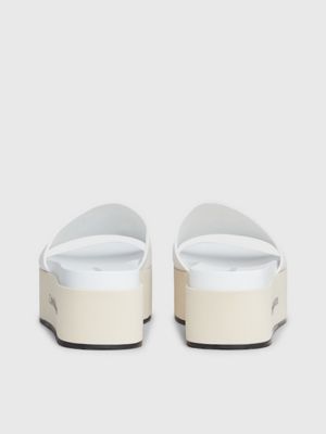 creamy white/bright white canvas platform sliders for women calvin klein jeans