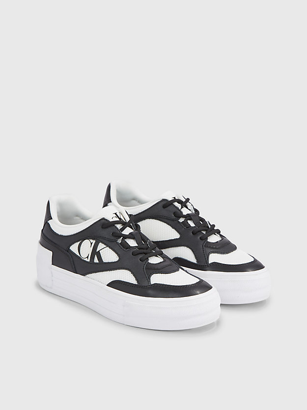 BLACK / BRIGHT WHITE Leather Platform Trainers for women CALVIN KLEIN JEANS