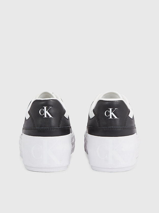 sneaker con platform in pelle black/bright white da donna calvin klein jeans