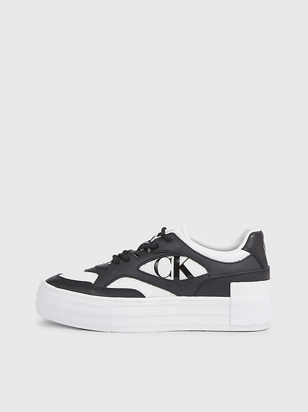 BLACK/BRIGHT WHITE Leather Platform Trainers for women CALVIN KLEIN JEANS