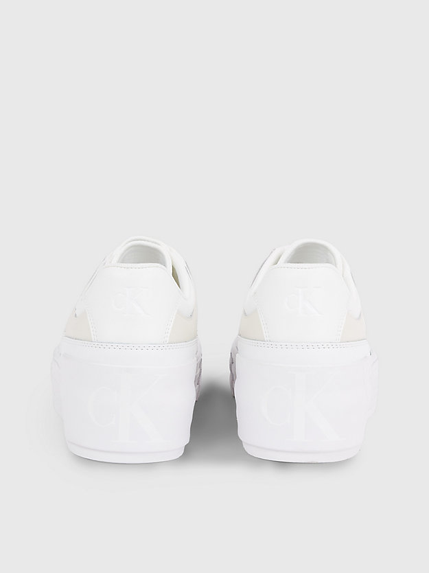 BRIGHT WHITE/CREAMY WHITE Plateau-Sneakers aus Leder für Damen CALVIN KLEIN JEANS