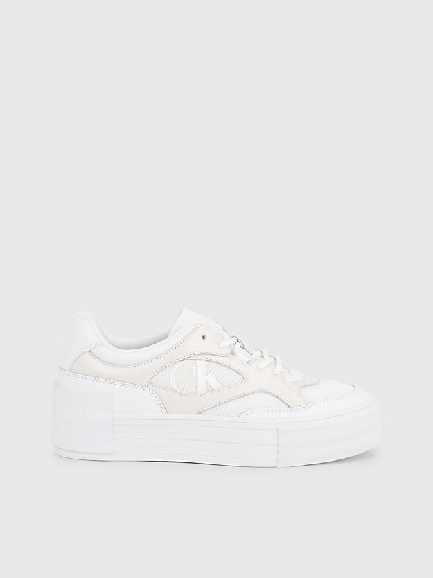 BRIGHT WHITE/CREAMY WHITE Leather Platform Trainers for women CALVIN KLEIN JEANS