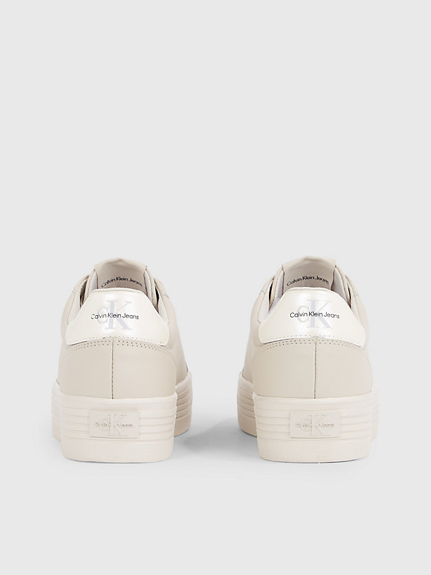 EGGSHELL/PEARLIZED CREAMY WHITE Sneaker con platform in pelle da donna CALVIN KLEIN JEANS