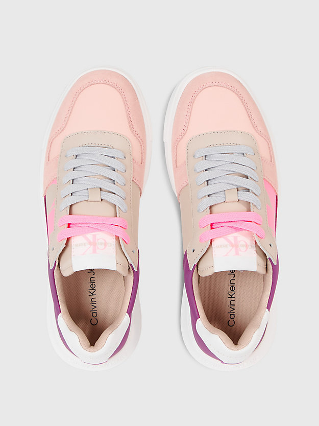 eggshell/cotton candy/peach blush leather trainers for women calvin klein jeans