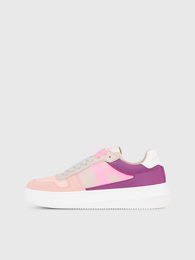 eggshell/cotton candy/peach blush leather trainers for women calvin klein jeans