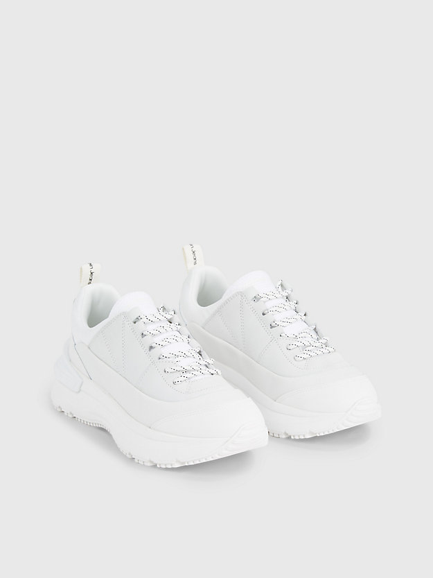 triple white leather chunky trainers for women calvin klein jeans