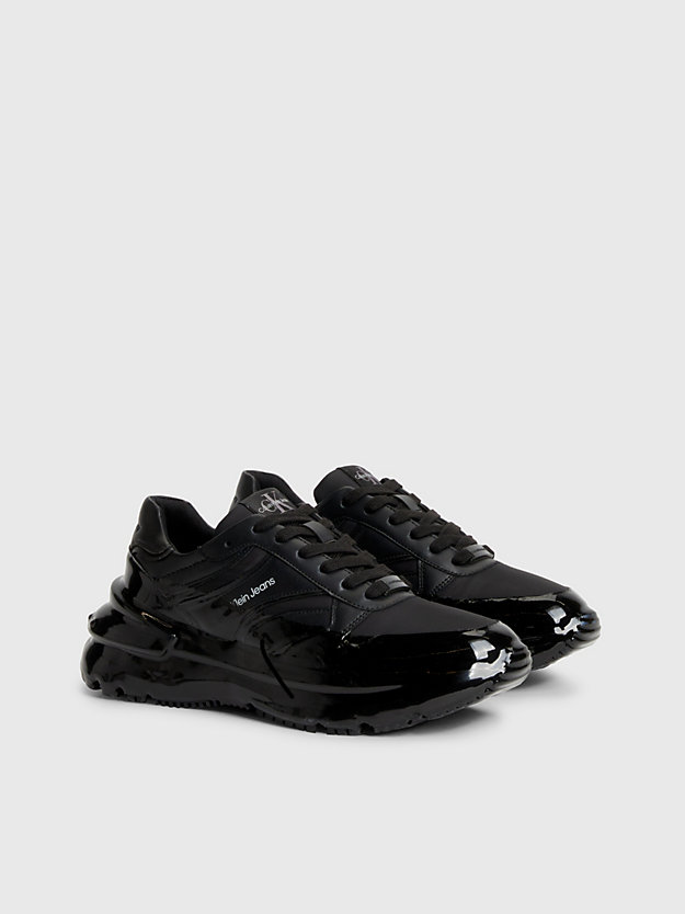 BLACK/DIP DYED BLACK Leather Chunky Trainers for women CALVIN KLEIN JEANS
