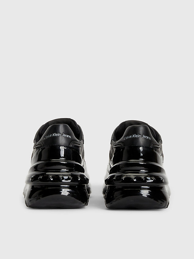 black skórzane buty sportowe na grubej podeszwie dla kobiety - calvin klein jeans