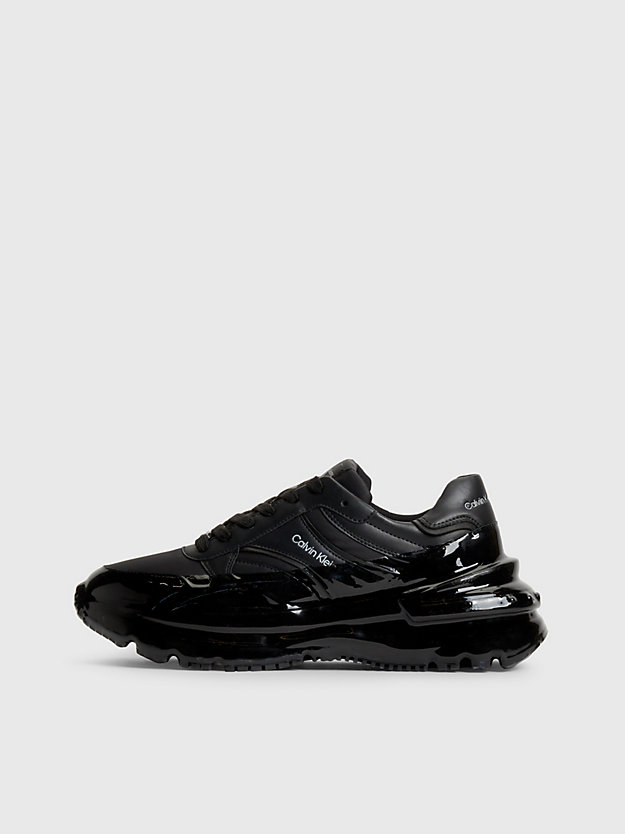 black/dip dyed black leather chunky trainers for women calvin klein jeans