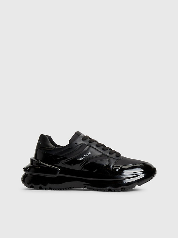 black/dip dyed black leather chunky trainers for women calvin klein jeans