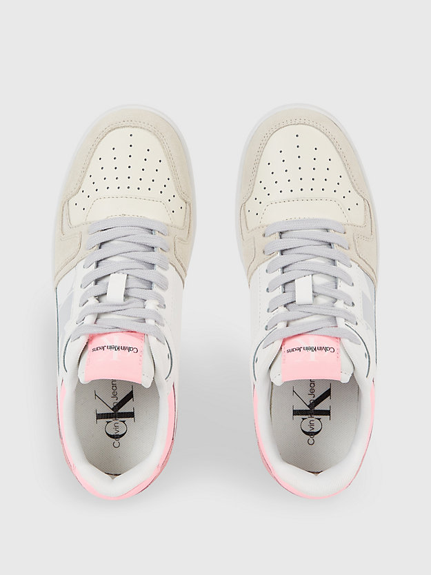 bright white/cotton candy suede trainers for women calvin klein jeans