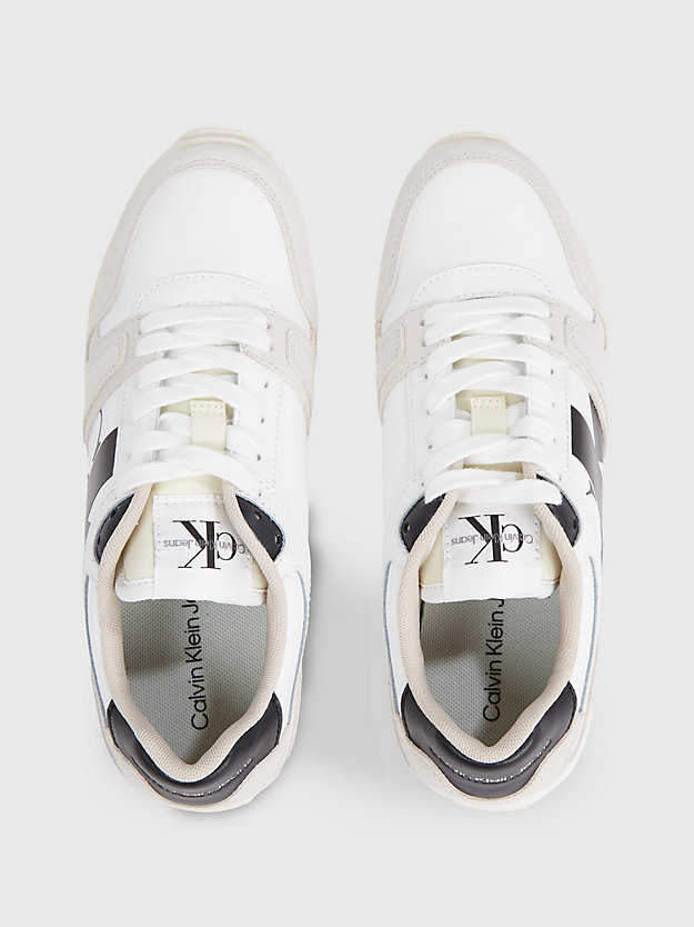 sneaker in camoscio bright white/black/creamy white da donna calvin klein jeans