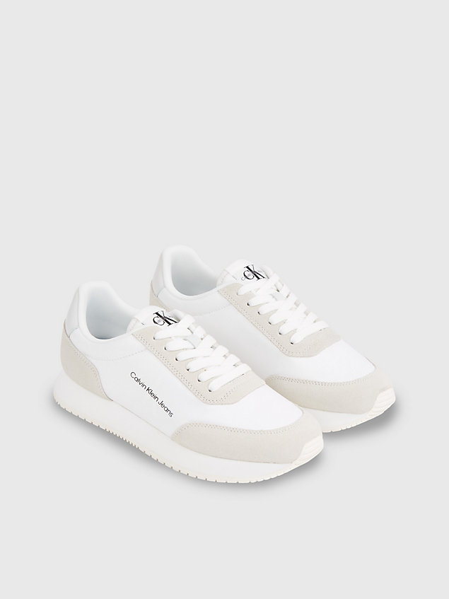 white pearlised recycled trainers for women calvin klein jeans