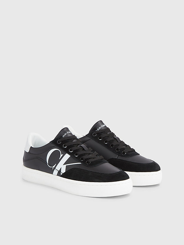 black/bright white/silver leather trainers for women calvin klein jeans