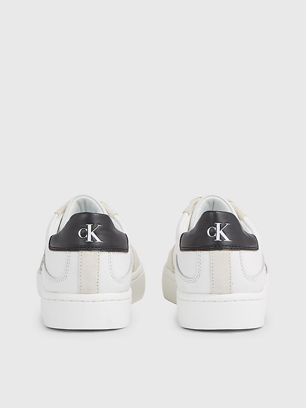 bright white/creamy white/black leren sneakers voor dames - calvin klein jeans