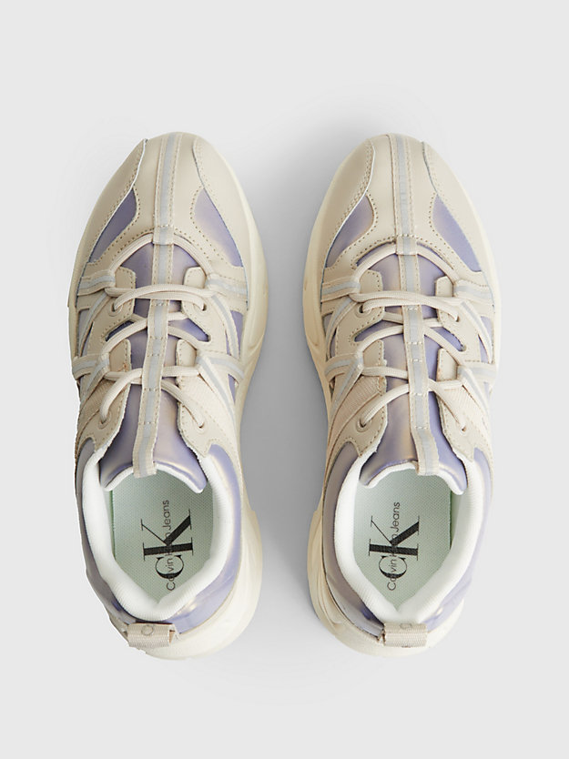 eggshell/reflective/lavender aura chunky leren vibram®- sneakers voor dames - calvin klein jeans