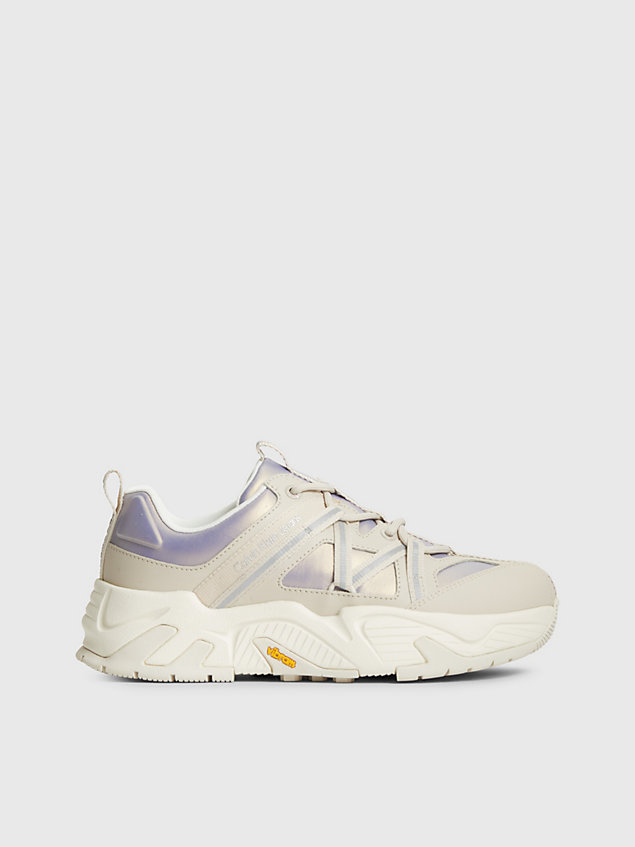 beige leather vibram® chunky trainers for women calvin klein jeans