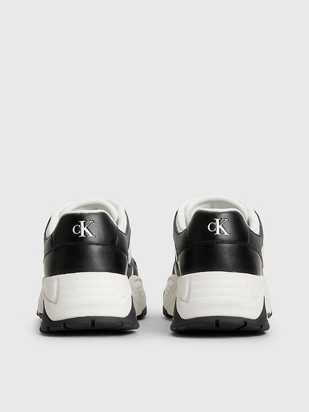black/bright white skórzane buty sportowe na grubej podeszwie vibram® dla kobiety - calvin klein jeans