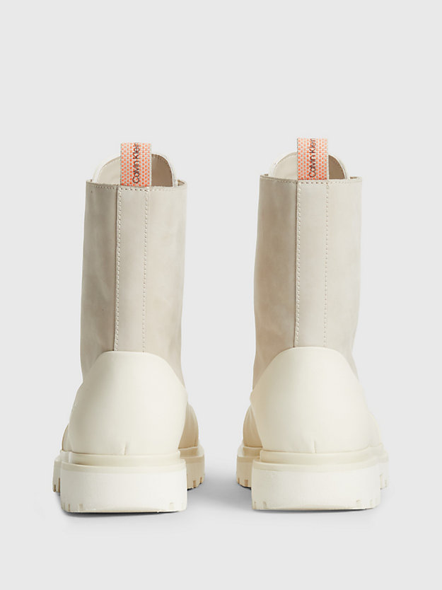 eggshell/creamy white leather boots for women calvin klein jeans