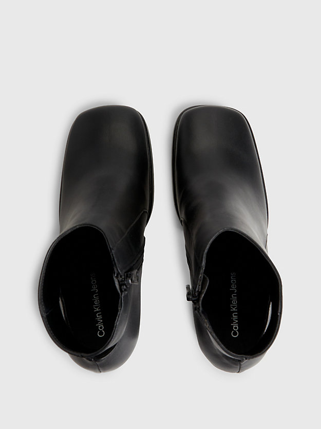 triple black ankle-boots mit absatz aus leder für damen - calvin klein jeans