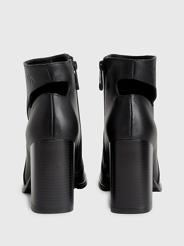 triple black ankle-boots mit absatz aus leder für damen - calvin klein jeans