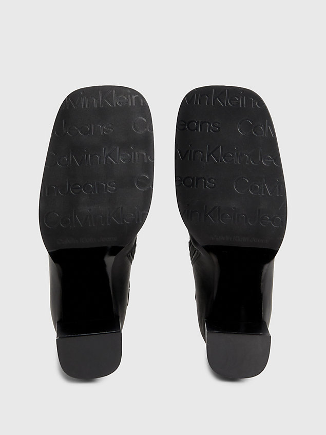 black ankle-boots mit absatz aus leder für damen - calvin klein jeans