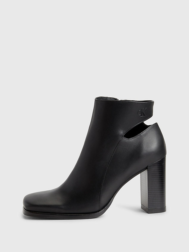 black leather heeled ankle boots for women calvin klein jeans