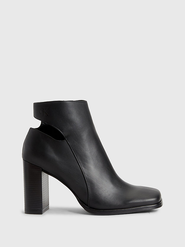 TRIPLE BLACK Leather Heeled Ankle Boots for women CALVIN KLEIN JEANS