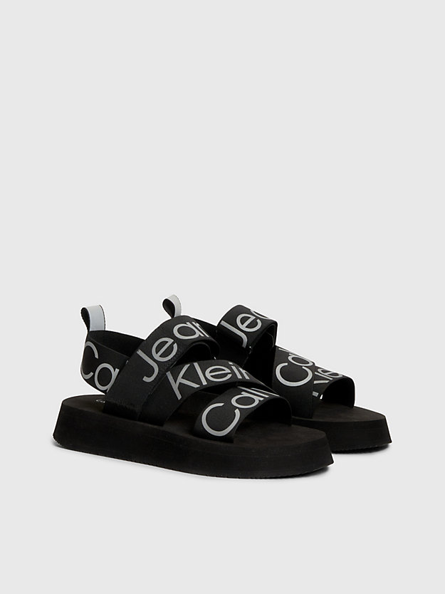 BLACK/REFLECTIVE SILVER Logo Platform Sandals for women CALVIN KLEIN JEANS