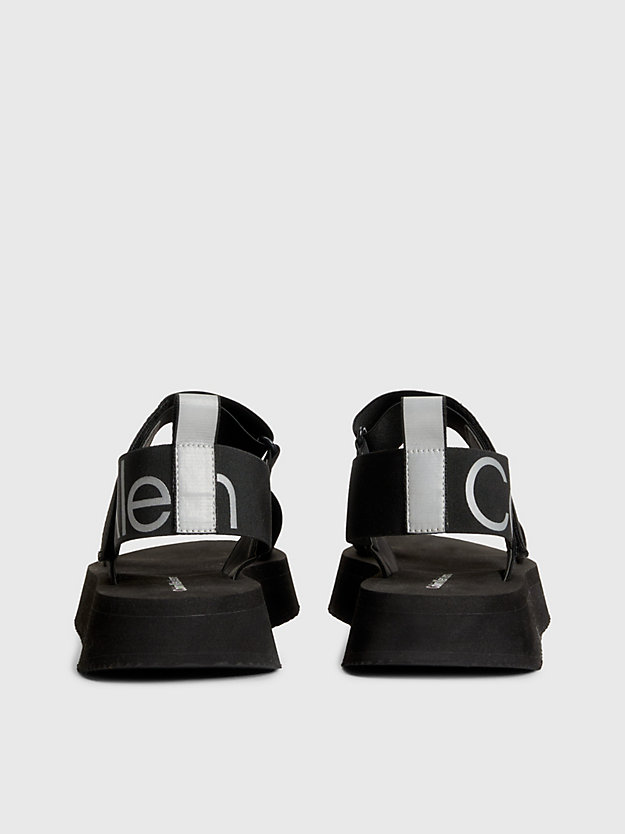 BLACK/REFLECTIVE SILVER Logo Platform Sandals for women CALVIN KLEIN JEANS