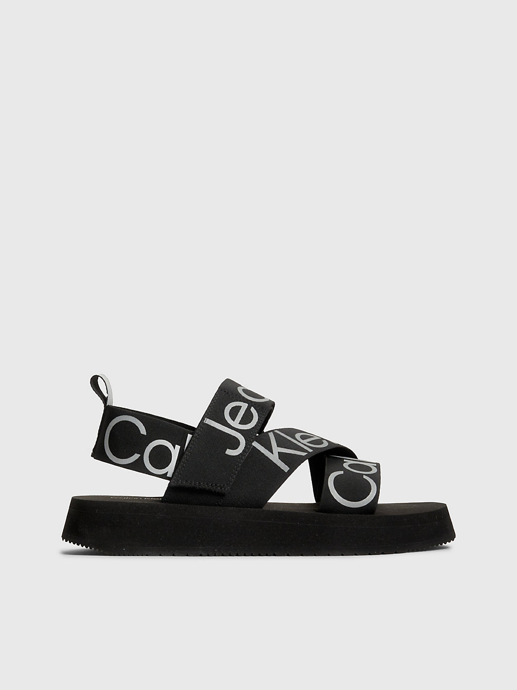 BLACK/REFLECTIVE SILVER Logo Platform Sandals undefined women Calvin Klein