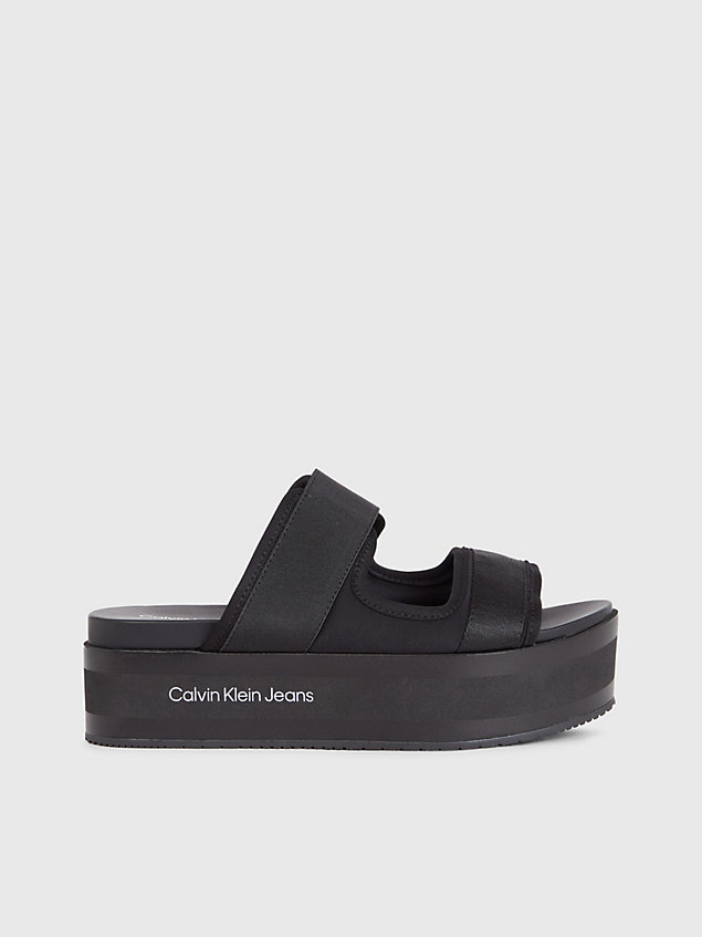 black recycled platform wedge sandals for women calvin klein jeans