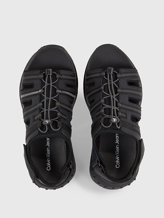 black hybrid-sandalen aus recyceltem material für damen - calvin klein jeans