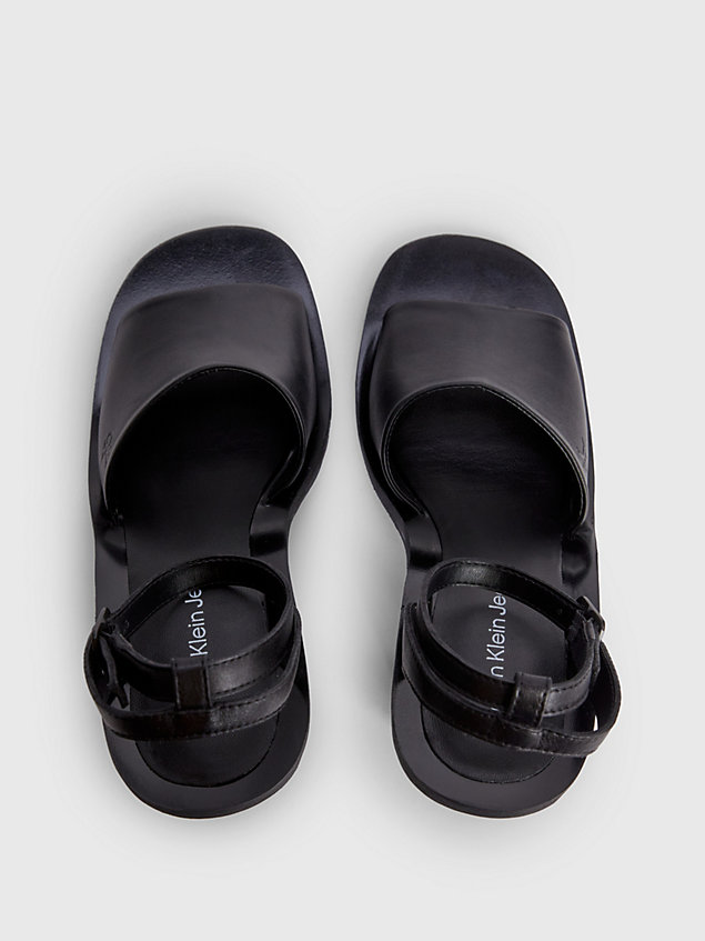 black leather heeled sandals for women calvin klein jeans