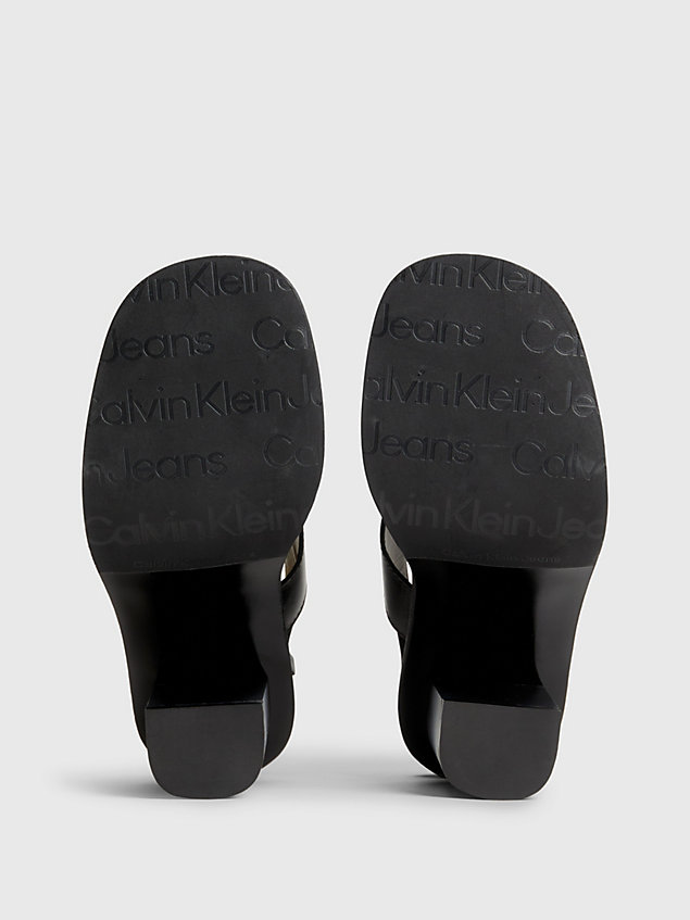 black skórzane sandały na obcasie dla kobiety - calvin klein jeans