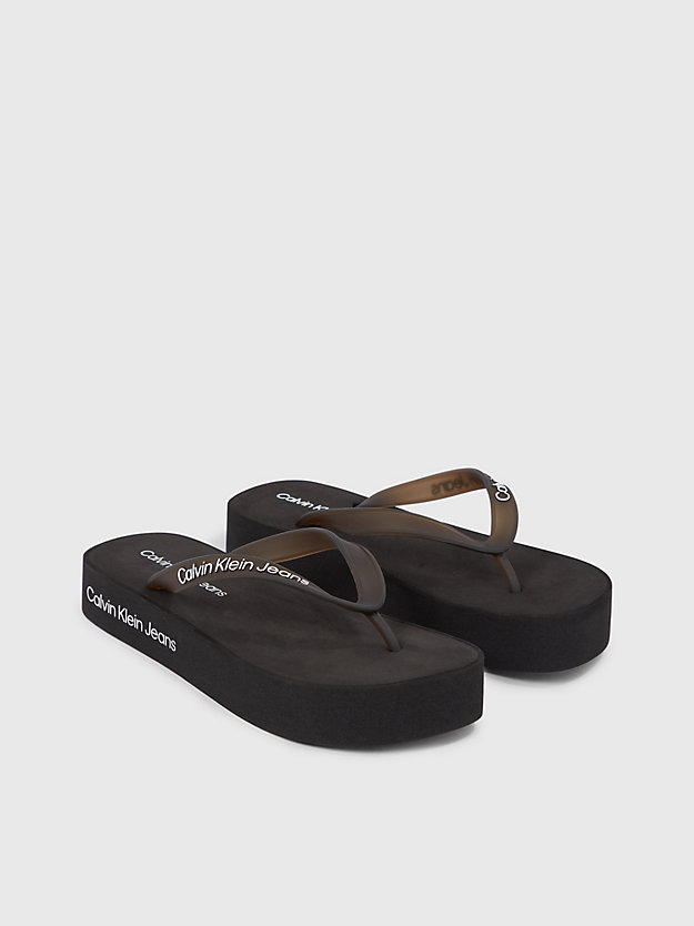 black/bright white plateauslippers voor dames - calvin klein jeans