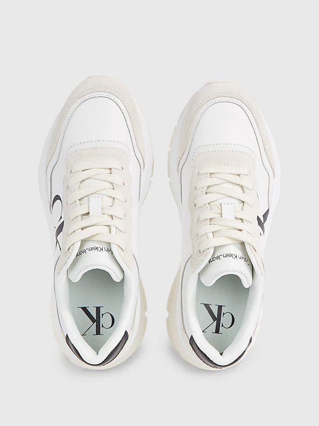 BRIGHT WHITE/CREAMY WHITE/SILVER Leren chunky sneakers voor dames CALVIN KLEIN JEANS